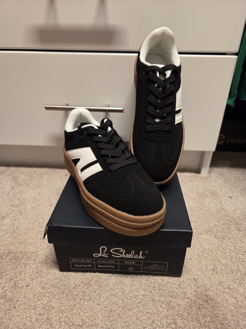 Freckled Poppy Black and White Women’s Casual Sneakers